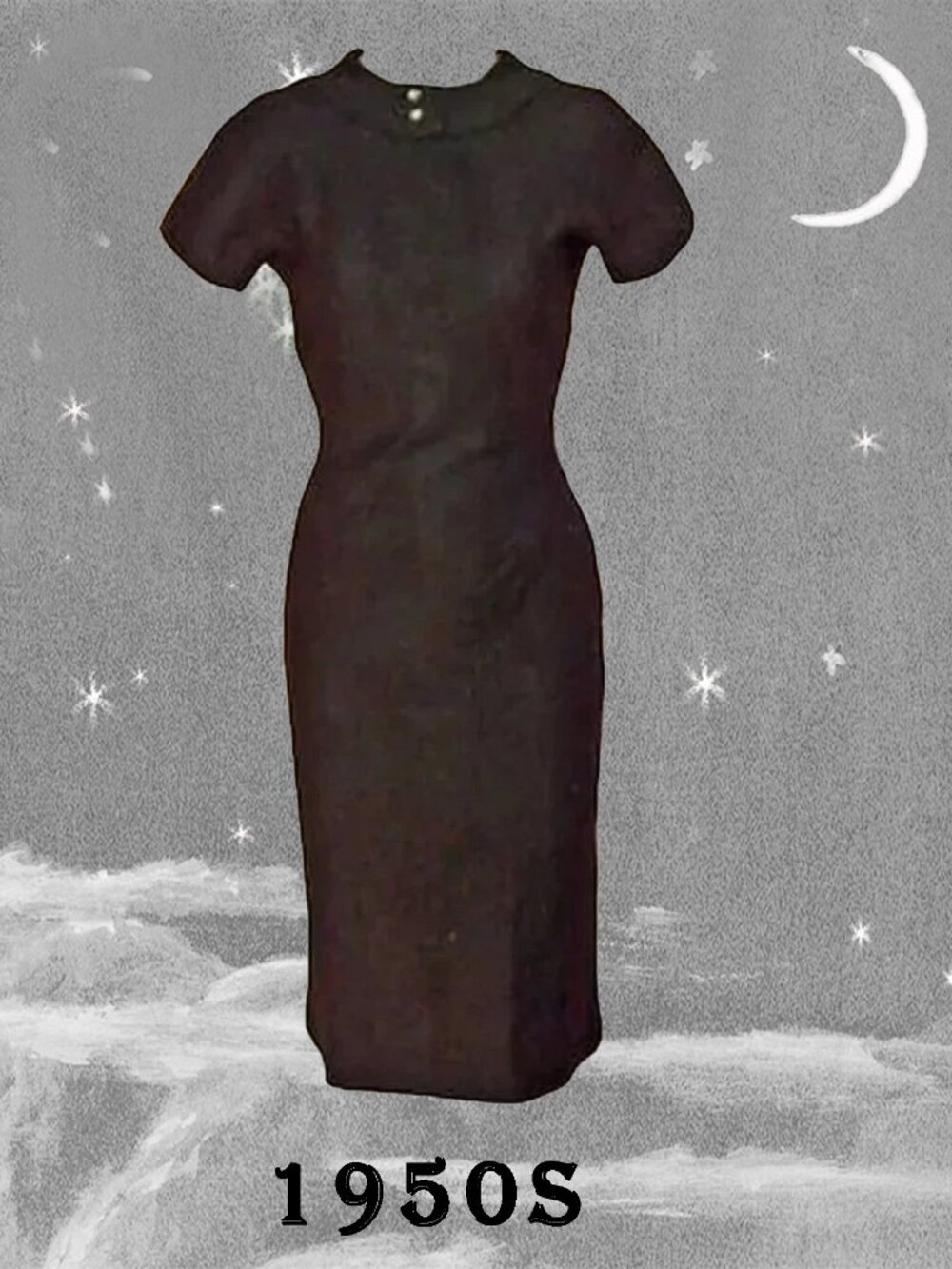 Little Black Dress 50s Vintage LBD, Bodycon Back Interest